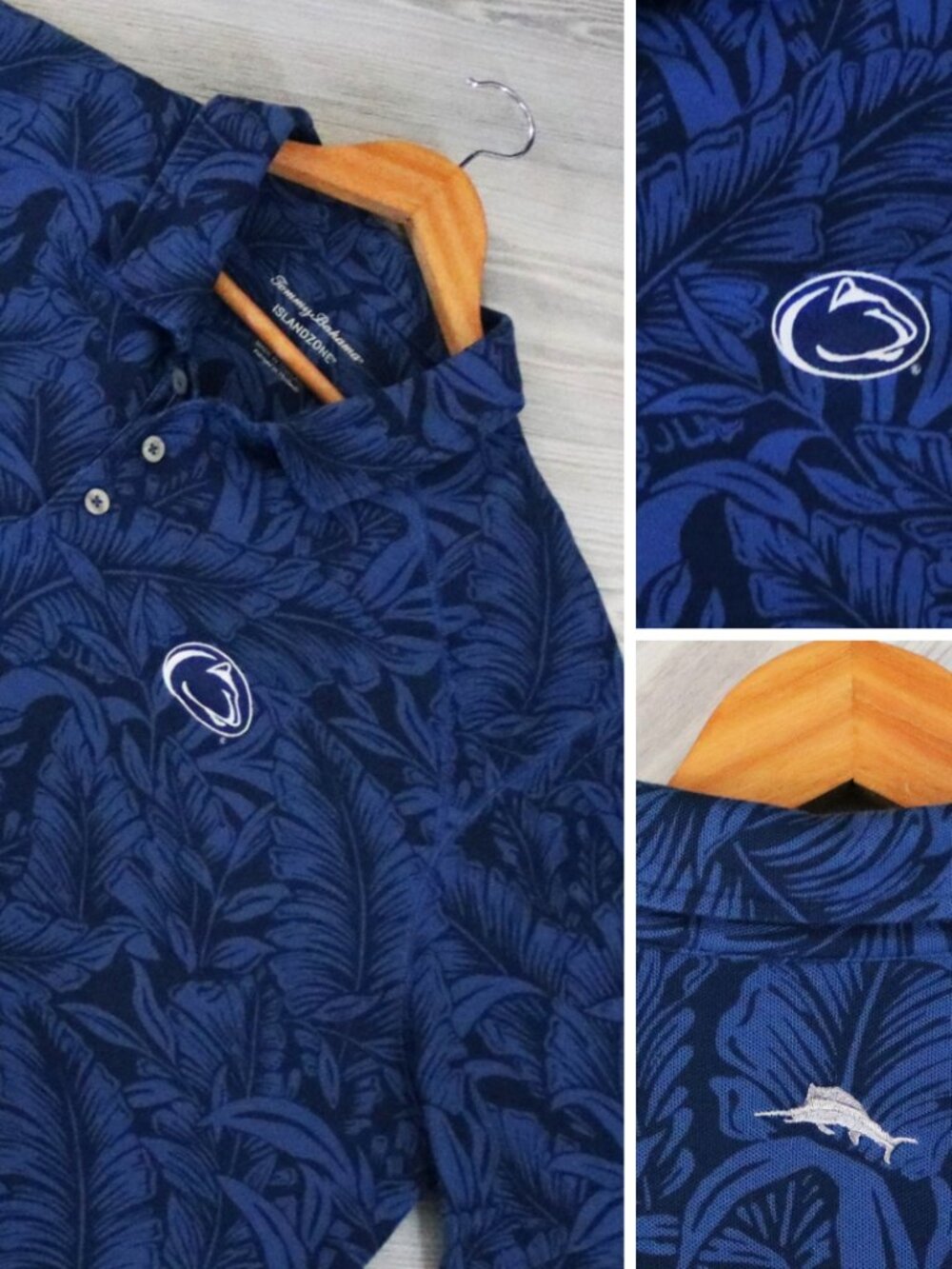 Tommy Bahama Island Zone Men's Navy Tropical All Over Print Polo Shirt Size 2XL